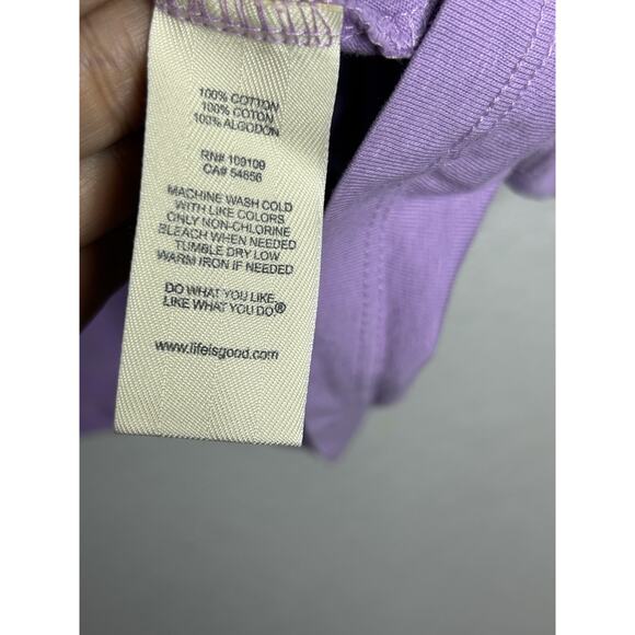 Life is Good Soccer Ball T Shirt Size Lavender Purple Short Sleeve Size Large - Picture 8 of 9